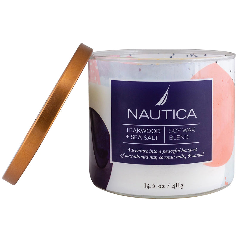 Nautica Teakwood + Sea salt 14.5 oz candle
